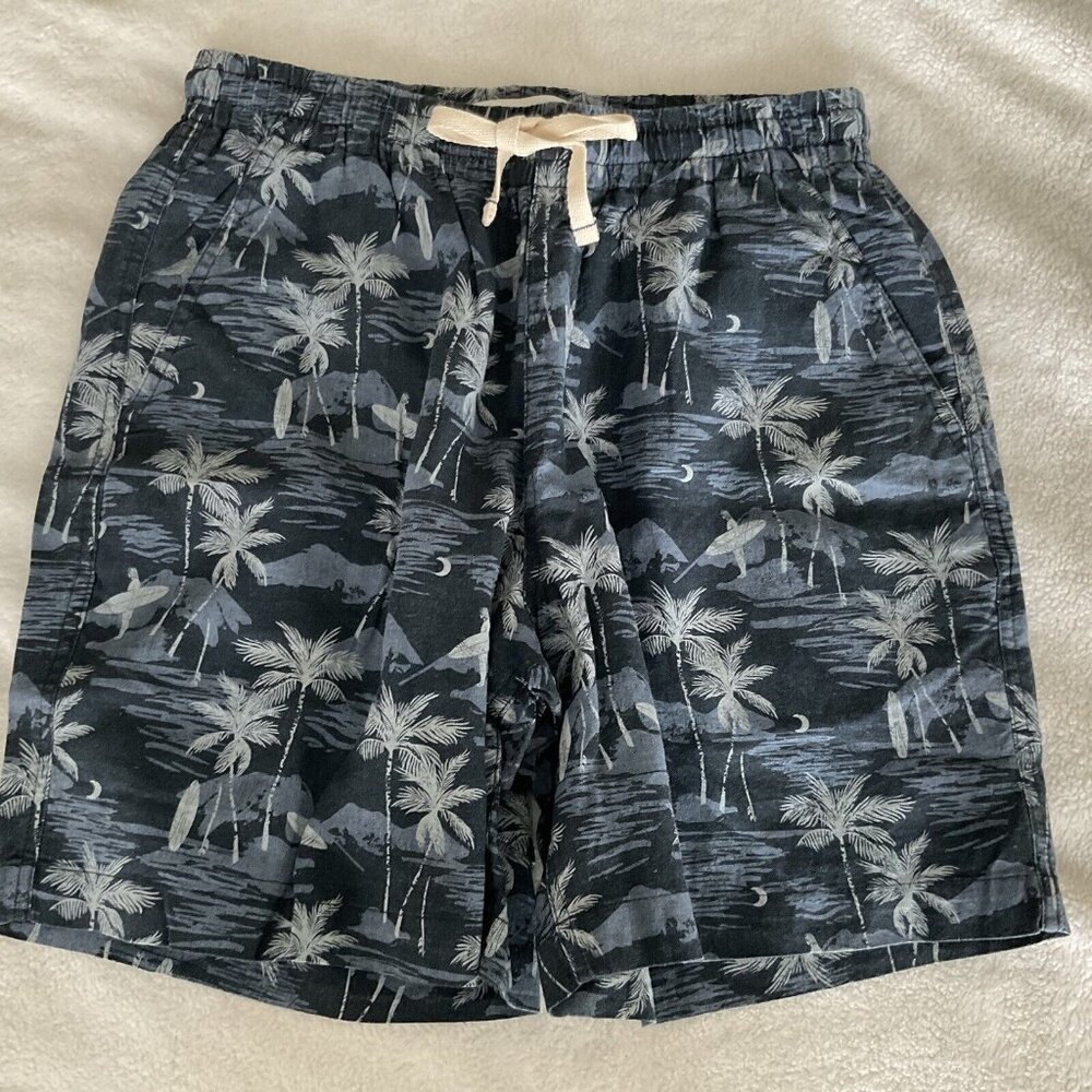 Line Of Trade Men's The Breeze Short Night Surf Size Small Blue Linen Palm Tree